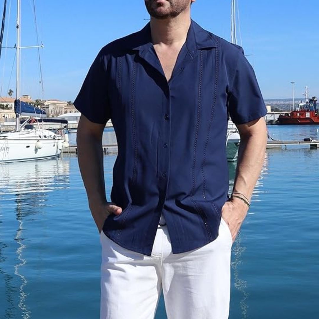 Tobias – Elegantes Kurzarmhemd in Dunkelblau