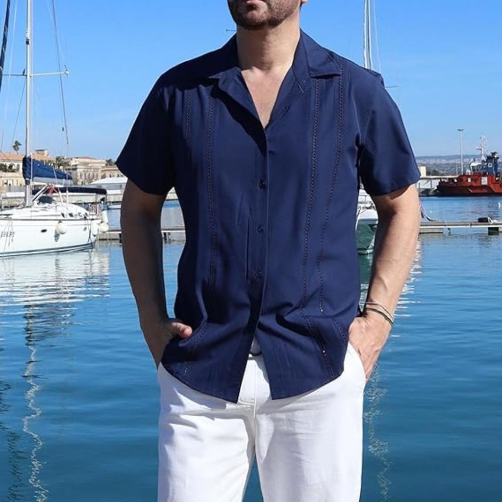 Tobias – Elegantes Kurzarmhemd in Dunkelblau