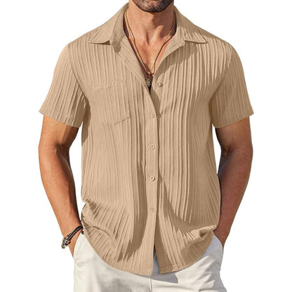 Lukas – Strukturiertes Kurzarmhemd in Beige